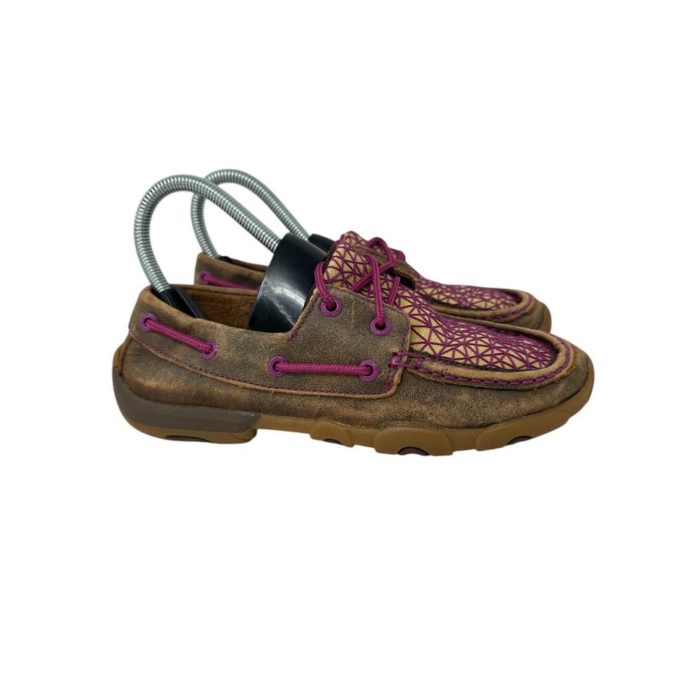 Twisted X Casual Boat Shoes Womens Driving Mocs 5.5M Brown Leather WDM0066‎